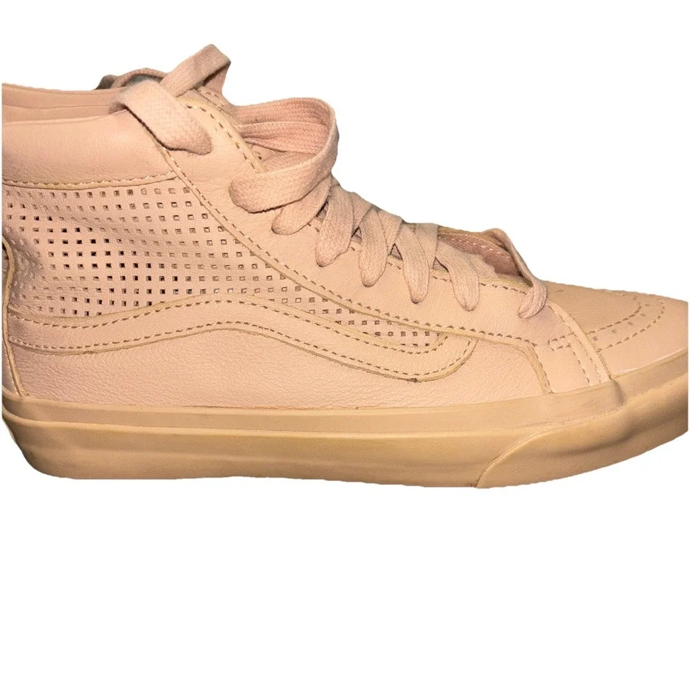Vans Sk8 HI Leather Sneakers W7 M5.5 Peach Slim Cutout Skate Streetwear‎ Hip Hop